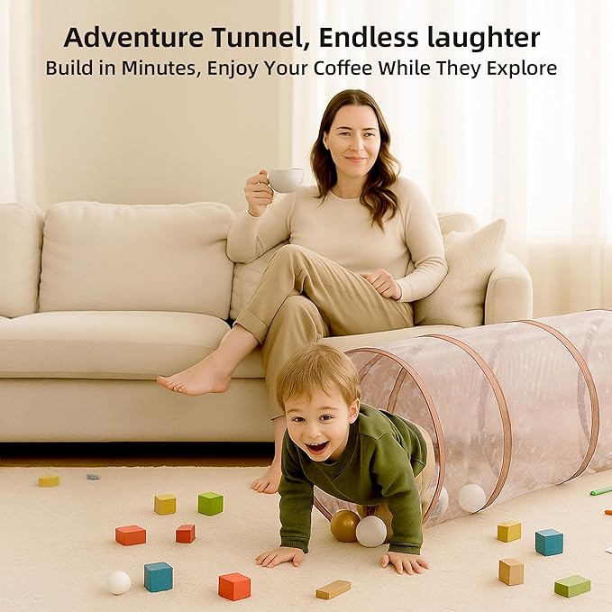 Play Tunnel for Toddlers, 69" x 18" Kids Crawl Tunnel Toy with Breathable Mesh, Pop Up Baby Tunnel Indoor Outdoor for Boys Girls & Pets, Foldable Gift for Birthday Christmas
