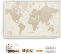 Canvas World Map with Cork Pin Board - English Lettering - Decorative Wall Decoration for All Rooms - Canvas Pictures with World Map Motif (70x50 cm, Pattern 9)