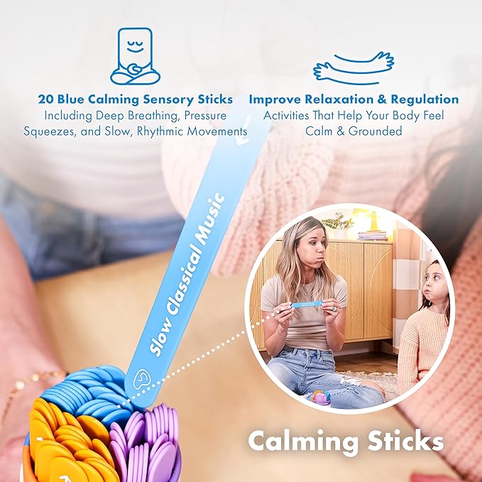 Harkla Sensory Sticks – 60 Sensory Activities to Help Kids Relax, Refocus and Reduce Anxiety | Easy-to-Use Brain Break Kit | Science Backed - Occupational Therapist Approved