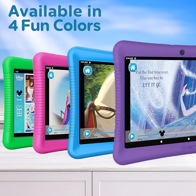 Contixo 10" Android Kids Tablet Bundle - 32GB, 80+ Disney Storybooks ($350 Value), Parental Controls, Kid-Proof Case w/Kickstand & Stylus, Headphones & Sleeve Bag - Green