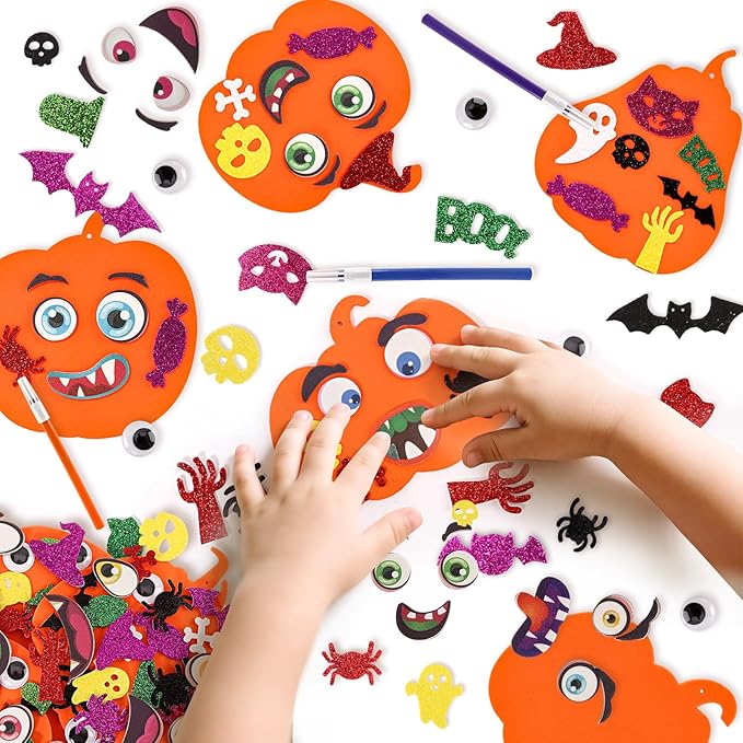 OCHIDO 312 PCS Halloween Crafts for Kids, DIY Foam Pumpkins for Craft Bulk, Halloween Arts and Crafts for Party Favors Supplies, Halloween's Decorations, Classroom Craft Activities