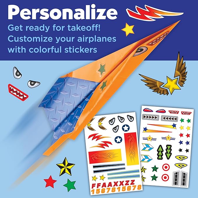 Creativity for Kids Paper Airplane Squadron - Create 20 Paper Airplanes, Crafts for Boys and Girls, Stocking Stuffers and Gift for Boys, Kids Activities (Ages 6+)