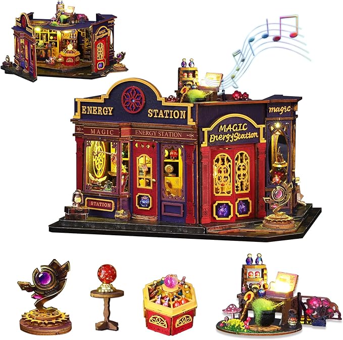 DIY Miniature House Kit - Magic Tiny House Model Kit with Open-able Door - DIY Wooden Dollhouse Miniature Kit for Adults Teens - Creative Book Nook Magic Model Kits, DIY Adult Crafts Kits
