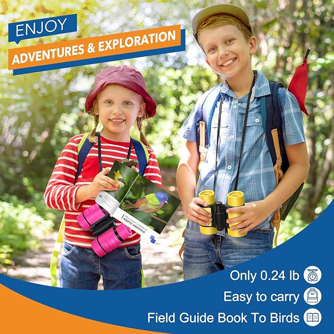 Toys for 3-7 Year Old Girl Boy: LET'S GO! Bird Watching Binoculars for Kids Ages 3 4 5 6 7 Year Old Girls Boys Outside Learning Toy for Kid Christmas Preschool Gift Toddler Binoculars Toy Stuffers