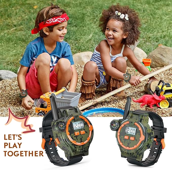 Rechargeable Walkie Talkies for Kids Radio Walky Talky with Flashlight Children Outdoor Game Interphone Gifts for Boy and Girl (2 Pieces)