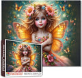 Tucocoo Puzzles for Adults 1000 Piece, Orange Wing Fairy Girl Surrounded by Butterflies, Fantasy Puzzle for Relaxation, Enchanted Dreamy Night Sky Scene Puzzle Challenging Jigsaw Gift Home Decor