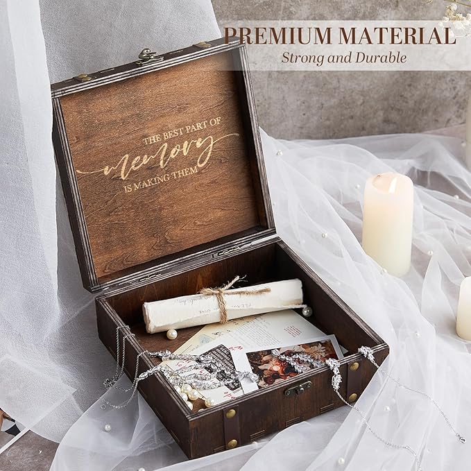 AW BRIDAL Wedding Memory Box for Keepsakes, Wooden Keepsake Boxes with Lid for Storage and Decorative, Wedding Gifts for Bride and Groom, Bridal Shower Gifts for Bride, Engagement Gift for Couples