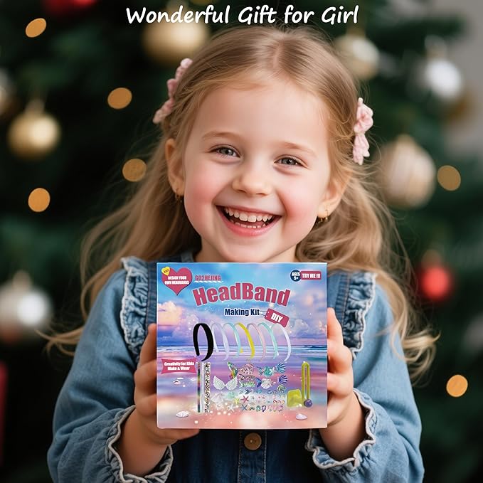 GO2HEJING Headband Making Kit for Girls - Make Your Own Fashion Headbands, Hair Accessories for Girls, DIY Arts and Crafts Gifts for Ages 6-9 Years Old