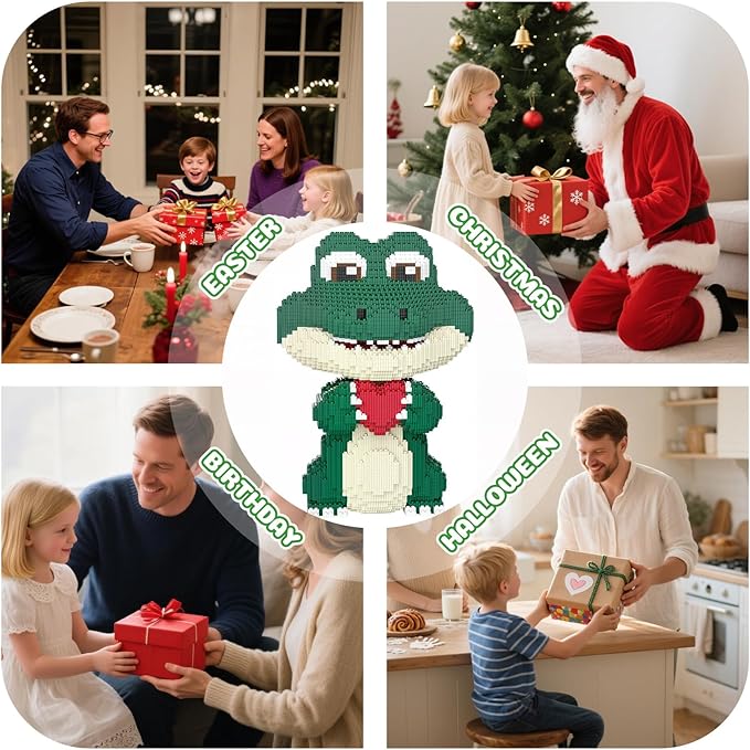 Animal Love Crocodile Micro Mini Building Blocks Set（9874PCS 39cm High Series） Gift for Adults and Kidst