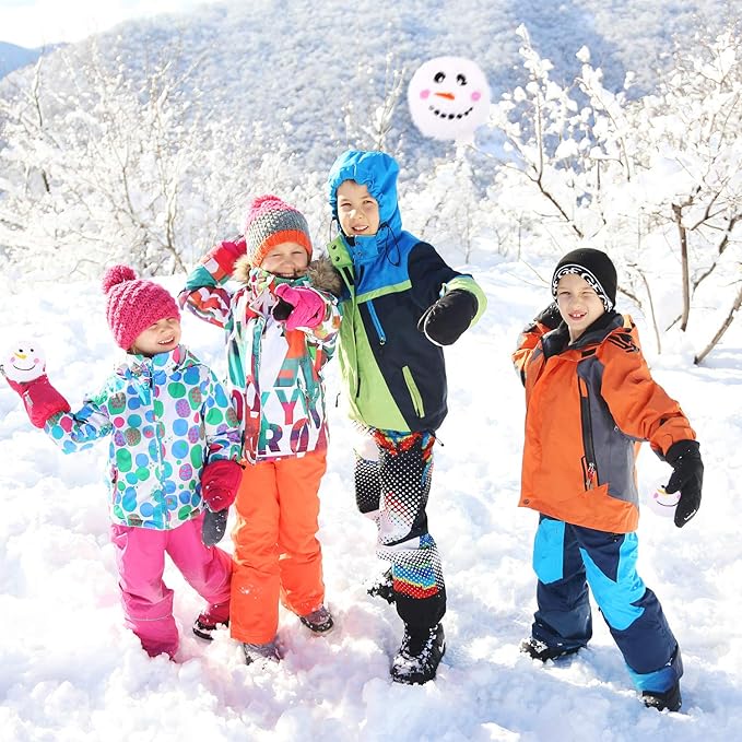 Aneco 12 Pack Snow Toy Ball Set Plush Snowmen Balls Snow Fight Ball with A Bag Realistic for Adult Kid Winter Game