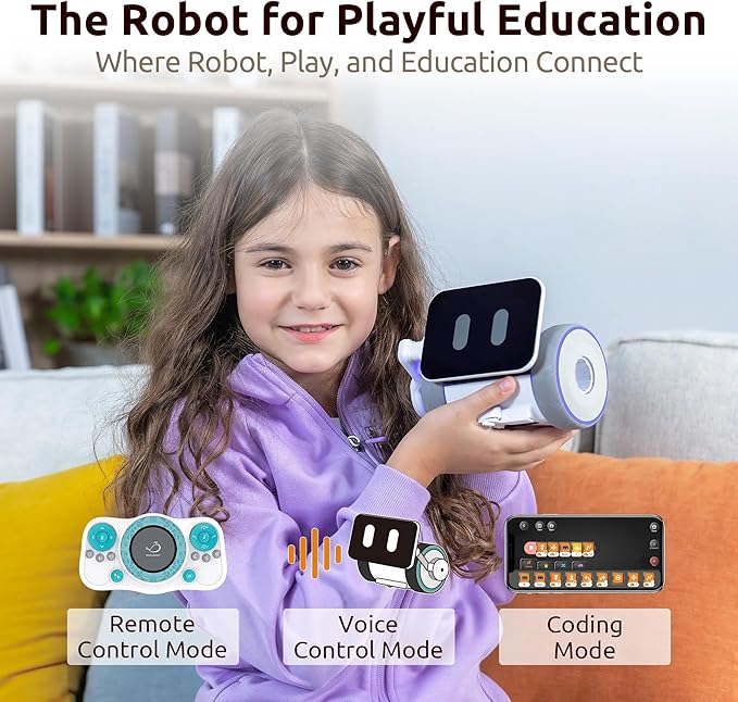 WhalesBot Pubbo Air Play & Education Robot for Kids, Voice & Touch & APP Control, STEM & Coding Robot with Multiple Sensors, Modular/Scratch Programming, Best Educational Gift for Boys & Girls Ages 6+