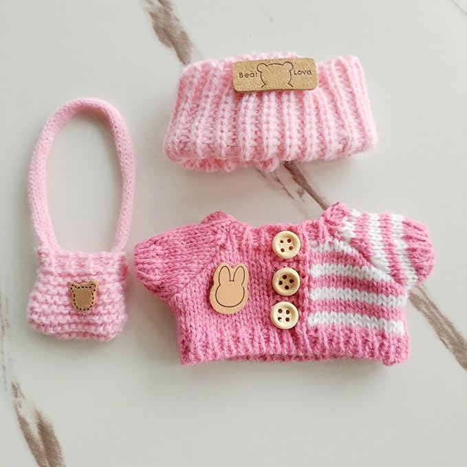 15cm & 17cm Doll Clothes Outfits Set - Premium Dress Up Bundle with Exquisite Accessories | Soft Fabric Fashion Doll Costume for 15-17cm Dolls (Pink)