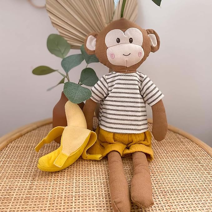 MON AMI Magee Boy Monkey Doll – 15”, Monkey Plush Toy, Stuffed Animal Toy, Use as Toy or Nursery Room Decor