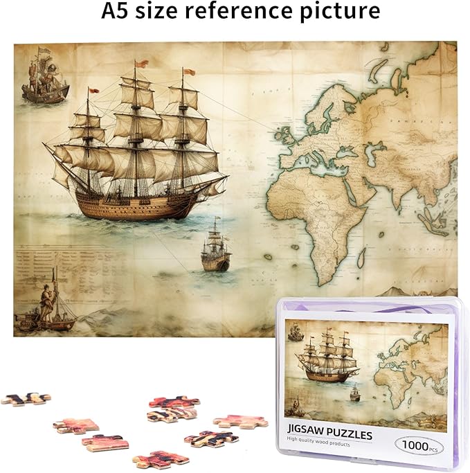 1000 Pieces of Adult Wooden Puzzle - Timeless World Map Scene for Jigsaw Enthusiasts & Decor,Perfect for Adults & Home Decor,Piece Fit Together Perfectly,Gifts Fro Friends and Family