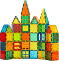 Magnetic Tiles, Magnet Tiles, 100 Pcs Magnetic Building Blocks No Cars, Square Building Castle, Preschool Toys, STEM Stacking Construction Montessori Toys for Kids