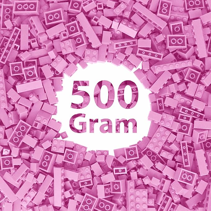 Bulk Pink Building Bricks, Classic Building Blocks Compatible with All Major Brands
