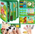 Quanquer Toddler Busy Board Montessori Toys for 1 2 3 4 Year Old - Farm Busy Book Educational Learning Sensory Toy for Boys Girls - Christmas Birthday Gifts for Toddlers Travel Toys for Airplane Car