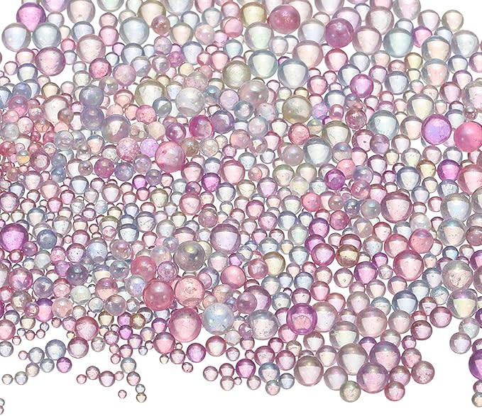 Iridescent Glass Tiny Bubble Beads, 0.4-3mm 10g No Hole Micro Mini Round Pastel Color Water Droplets Beads - Applications: for Resin Filler, Nail Art, Dollhouse Bath Tub