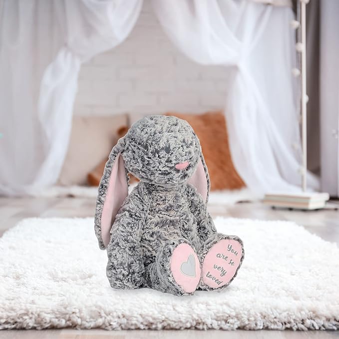 DEMDACO Isabella Bunny You are So Very Loved Soft Pink 12 inch Plush Fabric Figure Toy