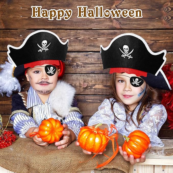 Legigo 72 Pcs Pirate Party Set- Include 24 Pirate Hats, 24 Eye Patches, 24 Inflatable Swords Pirate Accessory for Caribbean Fancy Dress Cosplay Themed Party Stage Prop