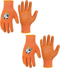 HANDLANDY 2 Pairs Kids Gardening Gloves, Toddler Children Garden Yard Work Outdoor Playing Gloves, Rubber Coating, for Girls Boys Youth (Size L, Orange)