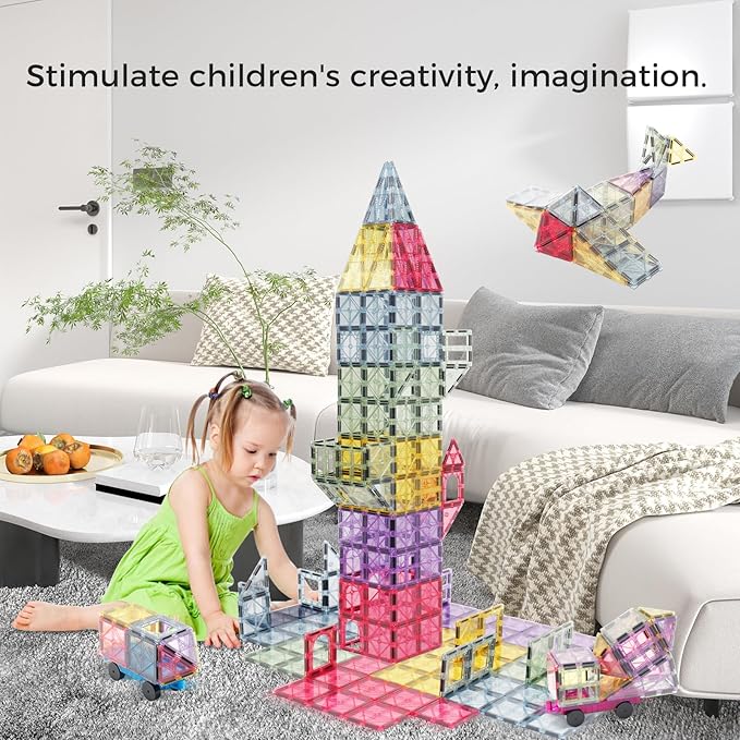 Magnetic Tiles 40pcs Morandi 3D Building Tiles Kids Toys for 3 4 5 6 7 8+ Years Old Boys Girls Magnet Toys STEM Educational Learning Magnet Toy Set