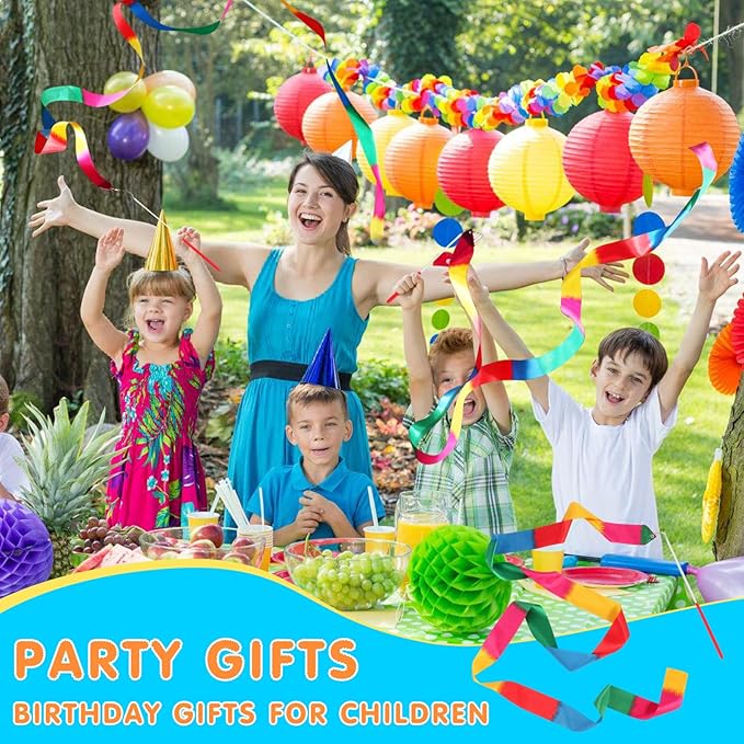 20 Pack Ribbon Dancing Wands Party Favors for Kids, Rainbow Birthday Decorations, Princess Party Supplies, Girls Party Games, Gymnastics Goody Bag Stuffers