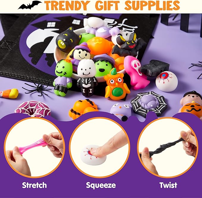 JOYIN 24 Pcs Halloween Mochi Squishy Toys, Halloween Classies Character Squishy Toys for Halloween Christmas Party Favors, Boys & Girls Birthday Gifts, Classroom Prize, Goodie Bag