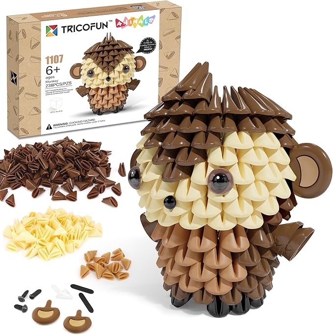 Animals 3D Soft Building Blocks - Cute Animal Kit, Pressure-Relief, STEM Educational Toys, Enhance Hands-On Skills Interlocking Building Blocks (1107-MONKEY)
