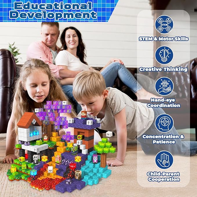 Goody King 150pcs Magnetic Blocks with Light Blocks, Stem Educational Magnet Toys for Kids Ages 3+, Montessori Magnetic Cubes, Creative Construction Building Cubes Set for Boys Girls