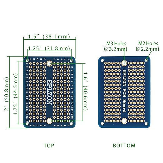 Solderable Breadboard Mini PCB Board Gold-Plated Solder Breadboard for DIY Electronics Projects Apply to Soldering Projects 2.0"x1.5" Mixed Color(Pack of 10 Pcs,Blue)