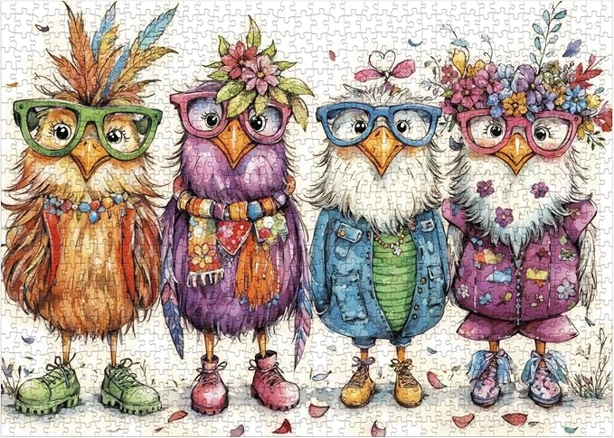 Colorful Chicken Puzzles for Adults 1000 Pieces, Funny Pretty Bird Jigsaw Puzzles, Cute Animal Art Puzzles