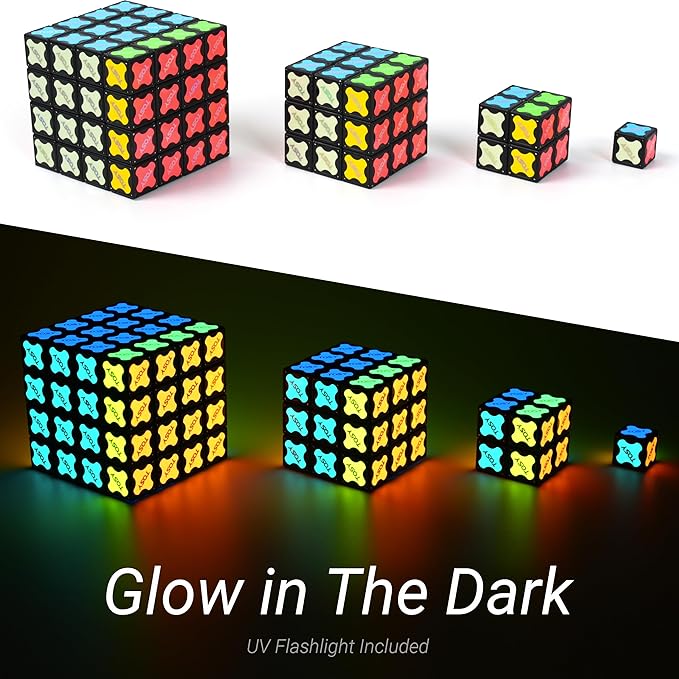 TOSY Magnet Cube 2x2 - 8 Blocks, 2 in 1 Toy: 2x2x2 Puzzle Cube and Customizable Infinity Cube, Glowing, UV Flashlight, Fidget/Sensory/STEM/STEAM Magnet Tiles Birthday Gift for Kids/Teens/Adults