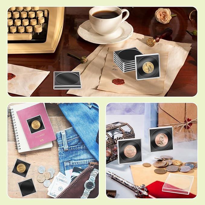20 Pcs Adjustable Acrylic Coin Collection Cases with Sponges, Coin Snap Holder, Silver Dollar Protection Cases for Collectors, Coin Dollar Collection Supplies for Small to Medium Coins (16mm-36mm)