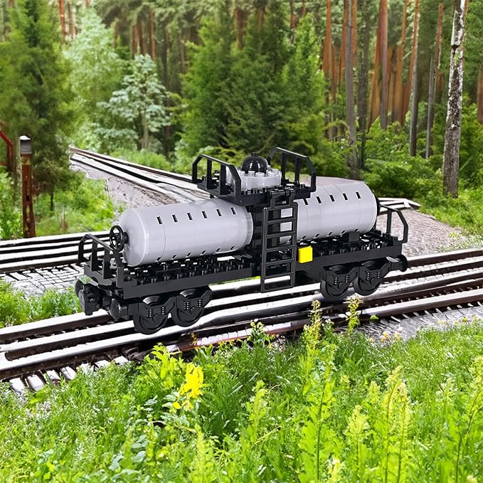6IN1 City Freight Train Car Building Set, DIY Cargo Train Toys for Teens and Adults, Compatible with Lego 630 Building Accessory, M8001