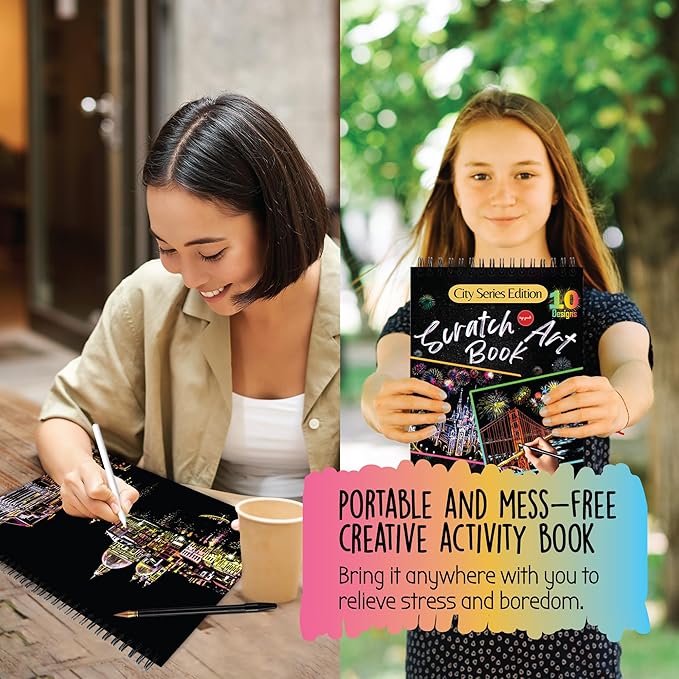 Scratch Art Book for Adults - Colorful City Series Scratch Art | Scratch Painting Foil Art for Adults | Scratch and Sketch City Series Books | Foil Engraving Scratch Art Adult (City Series)