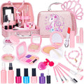 Pretend Makeup for Toddlers, Kids Pretend Makeup Kit for Girls Fake Makeup Toys with Cosmetic Bag, Play Makeup for Little Girls Age 3 4 5 6 7 Christmas Birthday Gifts Toys (Fake Makeup)