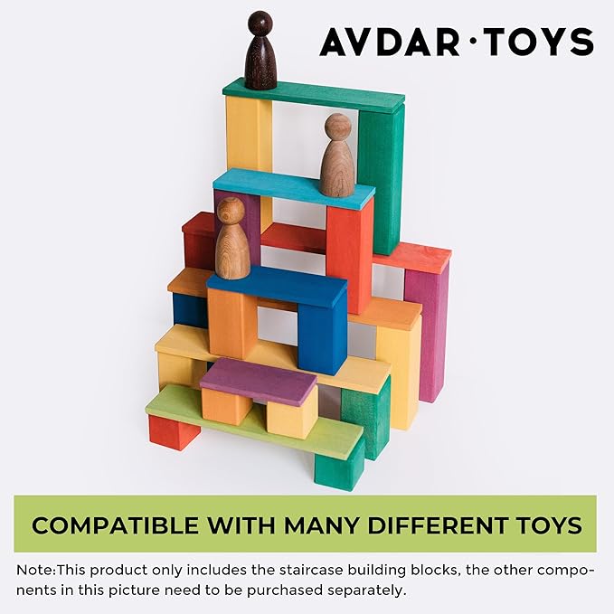 AVDAR Wooden Rainbow Stacking Toy, 8Pcs Rainbow Stacker, Montessori Educational Building Blocks, 8-Color Puzzles Blocks Steps Staircase for Boys Girls Gifts