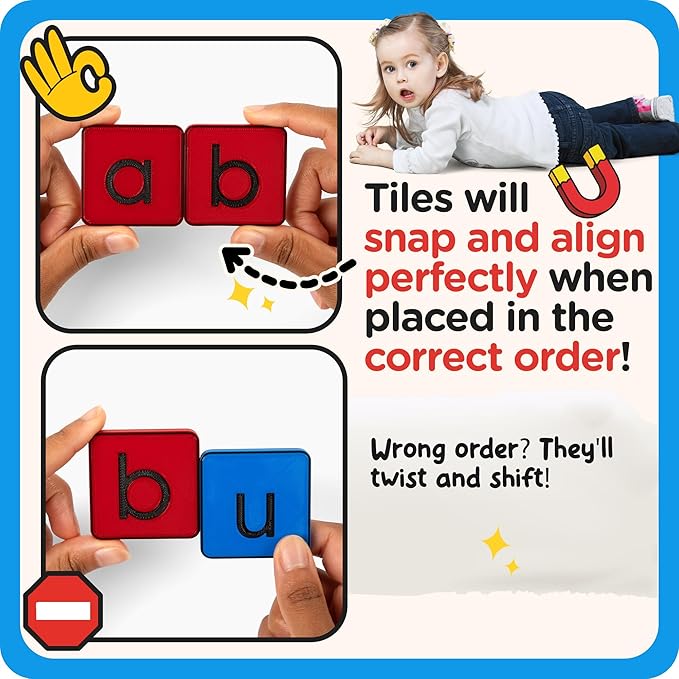 Learn Your Lowercase! Self-Correcting Magnetic Alphabet Lowercase Letters – Helps Young Learners Learn The Basics and More – Educational Toy Set of Magnetic Letters for Early Learning