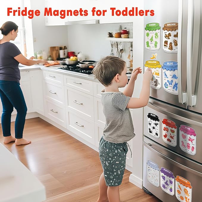 Magnetic Color Sorting Set for Fridge Toddlers 2 3 4 5 Montessori Color Learning for Whiteboard Basic Vocabulary Learning Kitchen Toys Kids pre-k Homeschool Classroom Must Haves