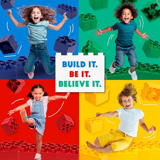 BiggoBlocks Big Blocks for Kids Ages 4-8 — Indoor & Outdoor Blocks for Kids Games — Large Building Blocks (48 pc) Learner Set