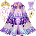 Princess Dress Up Toys Mermaid Dress Up Cape Kit 9 Pcs Gift Set for Little Girls 3-8 Years Old