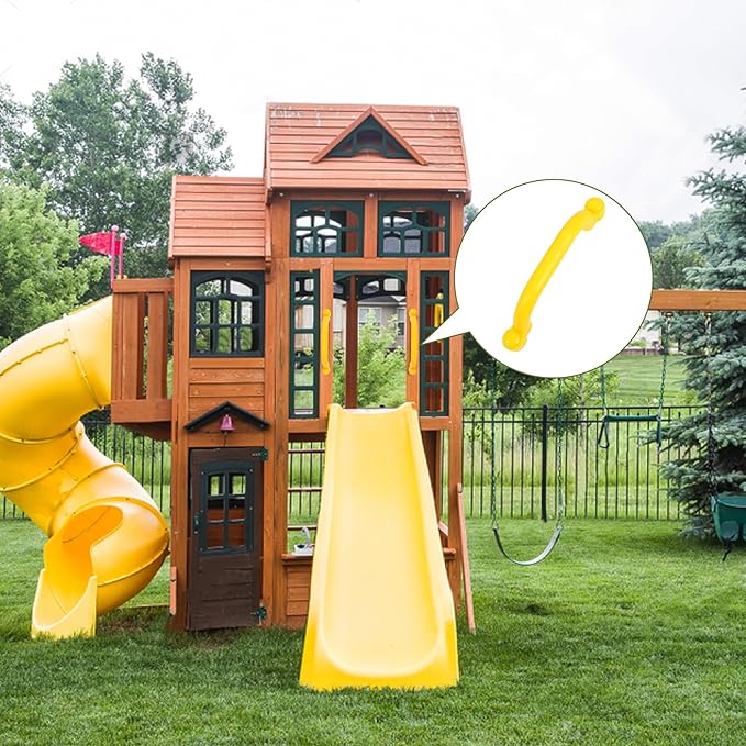 RedSwing Playground Accessories for Kids, Outdoor Playground Attachments with 2 Pirate Ship Wheel, Toy Telescope, Telephone and Safety Handles (Yellow and Green)