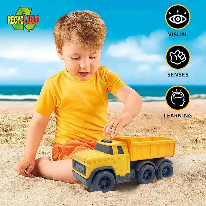Toddler Car Toys for 1-3 Year Old, Yellow Dump Truck, BPA Free, Phthalates Free, PVC, Recycled Plastic, Construction Truck, Kids Outdoor Toys, Christmas Birthday Gifts for Boys Girls
