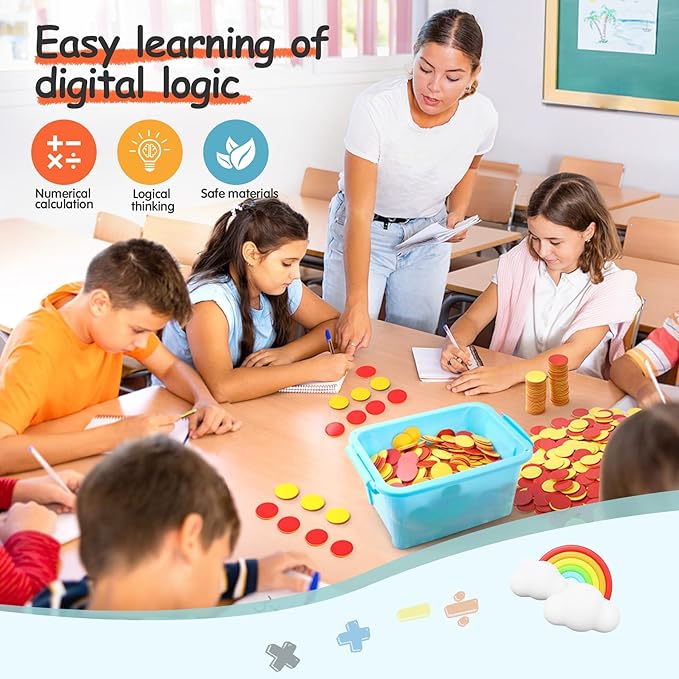 Counters for Kids Math 800 pcs Plastic Two-Color Red and Yellow Counter,Double Sided Counters Educational Toys to Help Kids Learn
