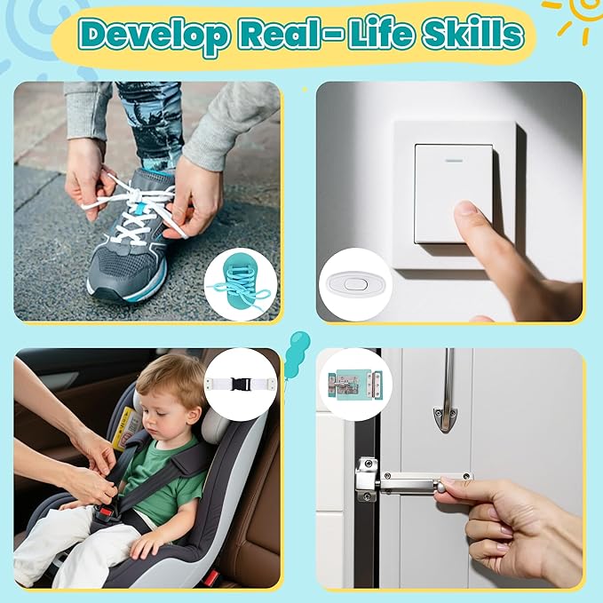 ATOYUS Montessori Busy Board Toys for Toddlers, Learning Educational Toys for 3 Year Old, Wooden Sensory Activity Toys for Kids 3-4 with Autism, Christmas Birthday Gift for Baby Boys Girls Ages 3-5