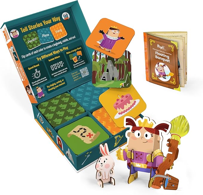 Story Starters for Beginners: Create a Story Card Activity for Kids, Pre-Literacy Illustrated Story Prompts (No Reading Required) Part of The Curious Kingdom by Playper