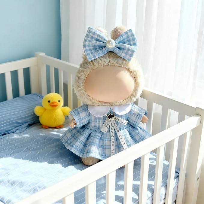 Clothes for LABUBU 17cm Doll (NO Doll), Outfit for LABUBU, Dress and Hairpin Set for LABUBU Dress Up, Fashion and Premium Dolls Accessories for LABUBU (Style R)