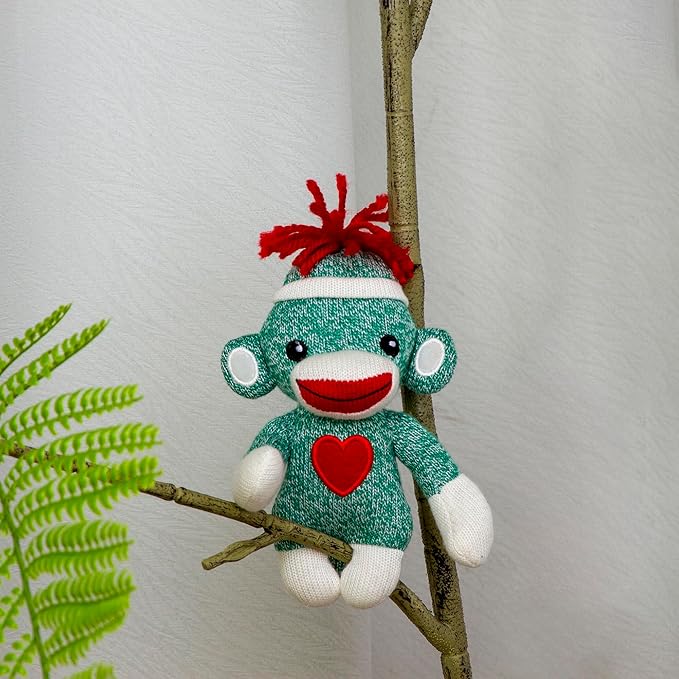 Plushland Adorable Sock Monkey, The Original Traditional Hand Knitted Stuffed Animal Toy Gift-for Kids, Babies, Teens, Girls and Boys Baby Doll Present Puppet 6 Inches