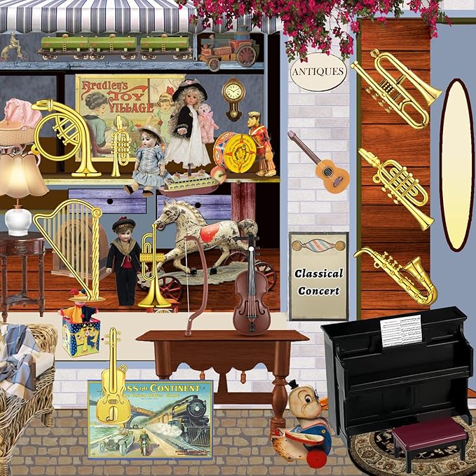 Civaner 24 Pcs Dollhouse Musical Instruments Christmas Miniature Violin Piano Trumpet Saxophone Electric Guitar Tiny Instruments Set for Xmas Party Gift Mini House Musical Room Succulent Garden